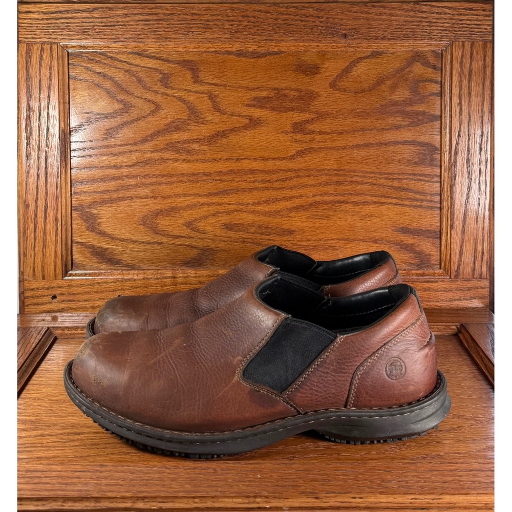 Timberland PRO Meader ESD Brown Leather Slip On Work Shoes Mens 11 M